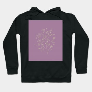 Pastel purple flowers line art Hoodie